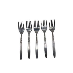 Amefa Tulip Time Stainless Steel Forks Set Of 5 Salad Pattern Holland Satin Hand